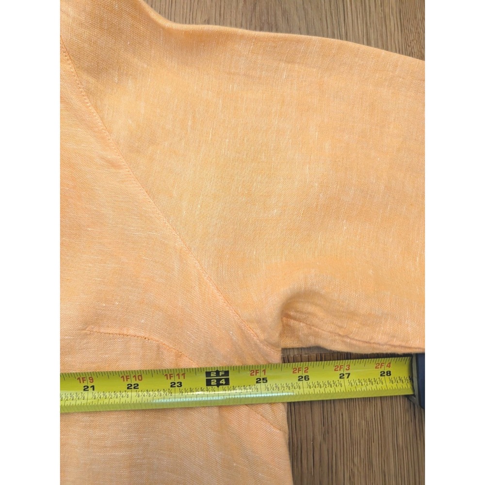 Tahari Orange Sherbert Cross Dye 100% Linen 3/4 Sleeve Tunic Top Shirt Size 2x - Picture 4 of 6